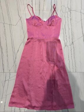 Aritzia- Wilfred-Elegant Midi Pink Satin Slip Babydoll Dress (US 00) (Brand New)